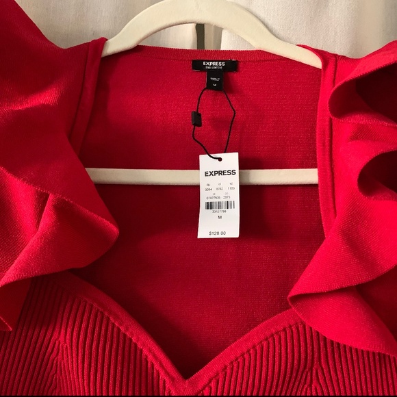 EXPRESS red sweater dress - Picture 3 of 4